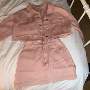 pink denim set from Charcoal Clothing